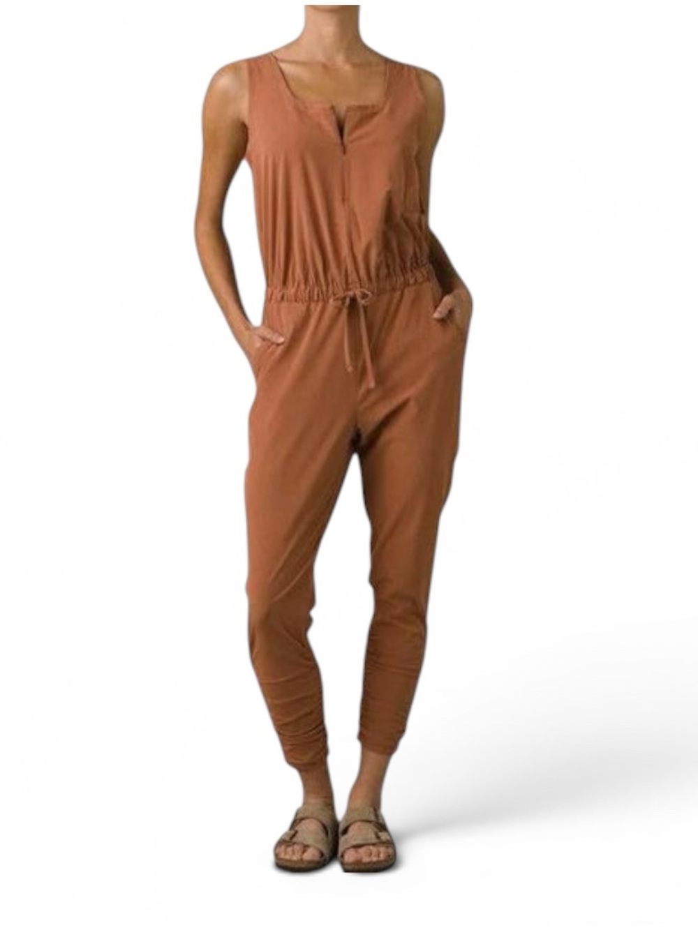 Prana Railay Rust Jumpsuit with Drawstring Waist Sz XS